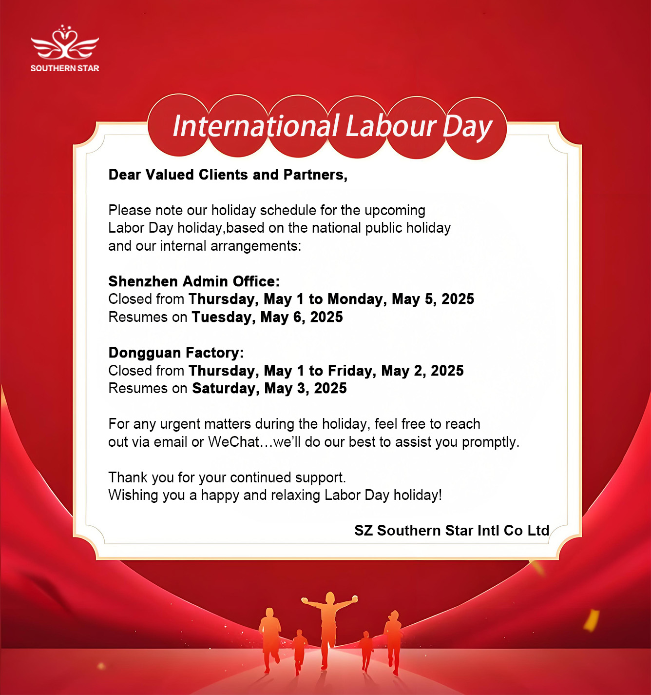 Notice of Labor Day Holiday Schedule!
